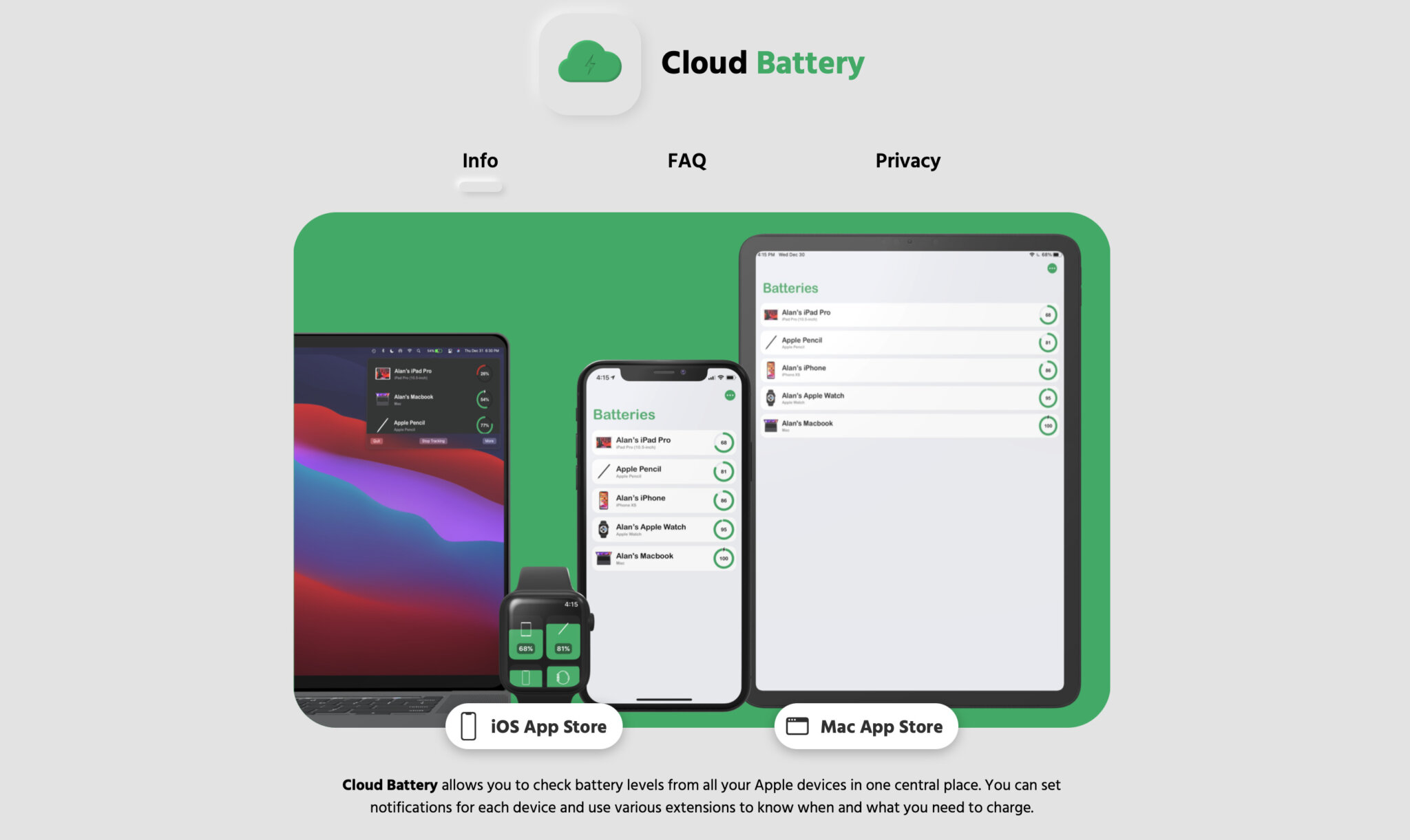 「Cloud Battery」公式サイトのスクリーンショット